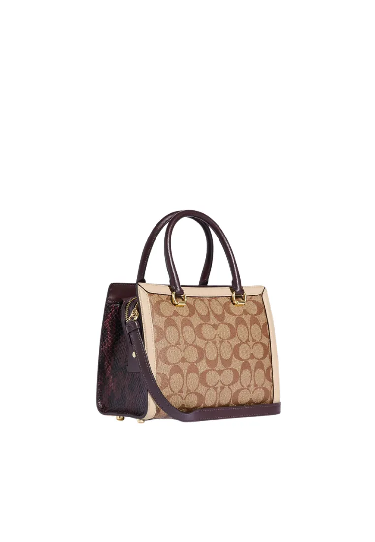 ( AS IS ) Coach Grace Carryall CC142 With Signature Canvas In Ivory Multi