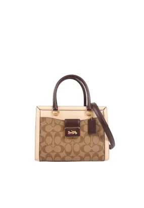 ( AS IS ) Coach Grace Carryall CC142 With Signature Canvas In Ivory Multi