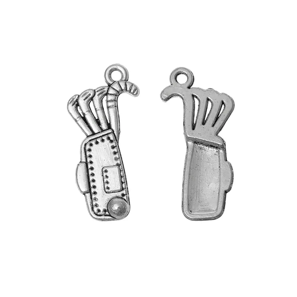 10 Pcs Tibetan Silver GOLF BAG & CLUBS 25mm x 12mm Charms Pendants, Lead & Nickel Free Metal Charms Pendants Beads