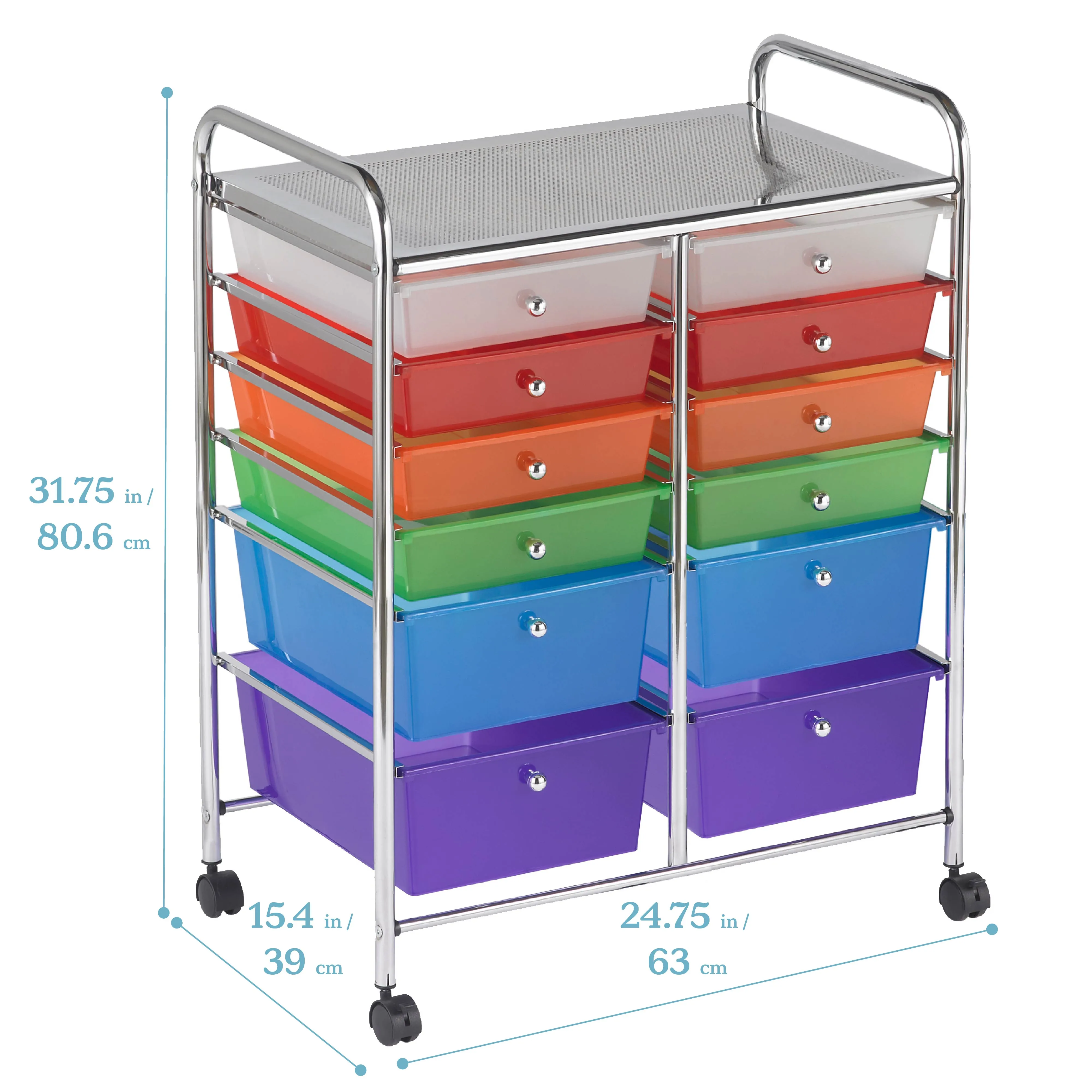 12-Drawer Mobile Organizer, Rolling Storage Cart