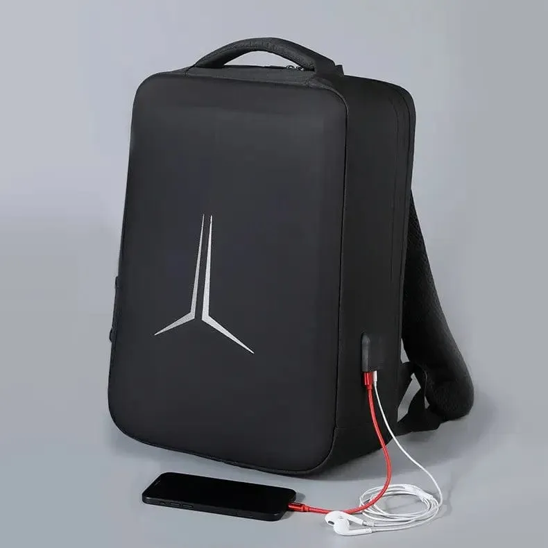 15.6 Inch Hard Shell Black Gaming Laptop Backpack with USB Port and Password Lock