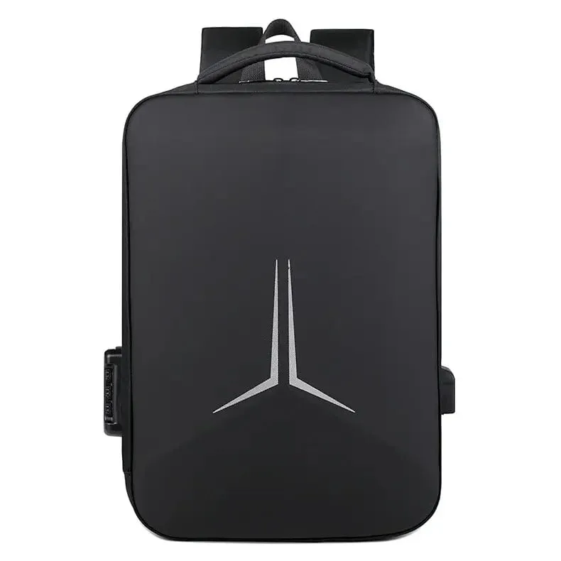 15.6 Inch Hard Shell Black Gaming Laptop Backpack with USB Port and Password Lock