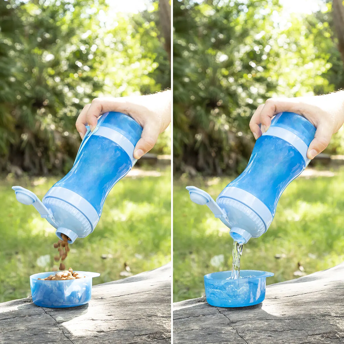 2-in-1 bottle with water and food containers for pets Pettap InnovaGoods