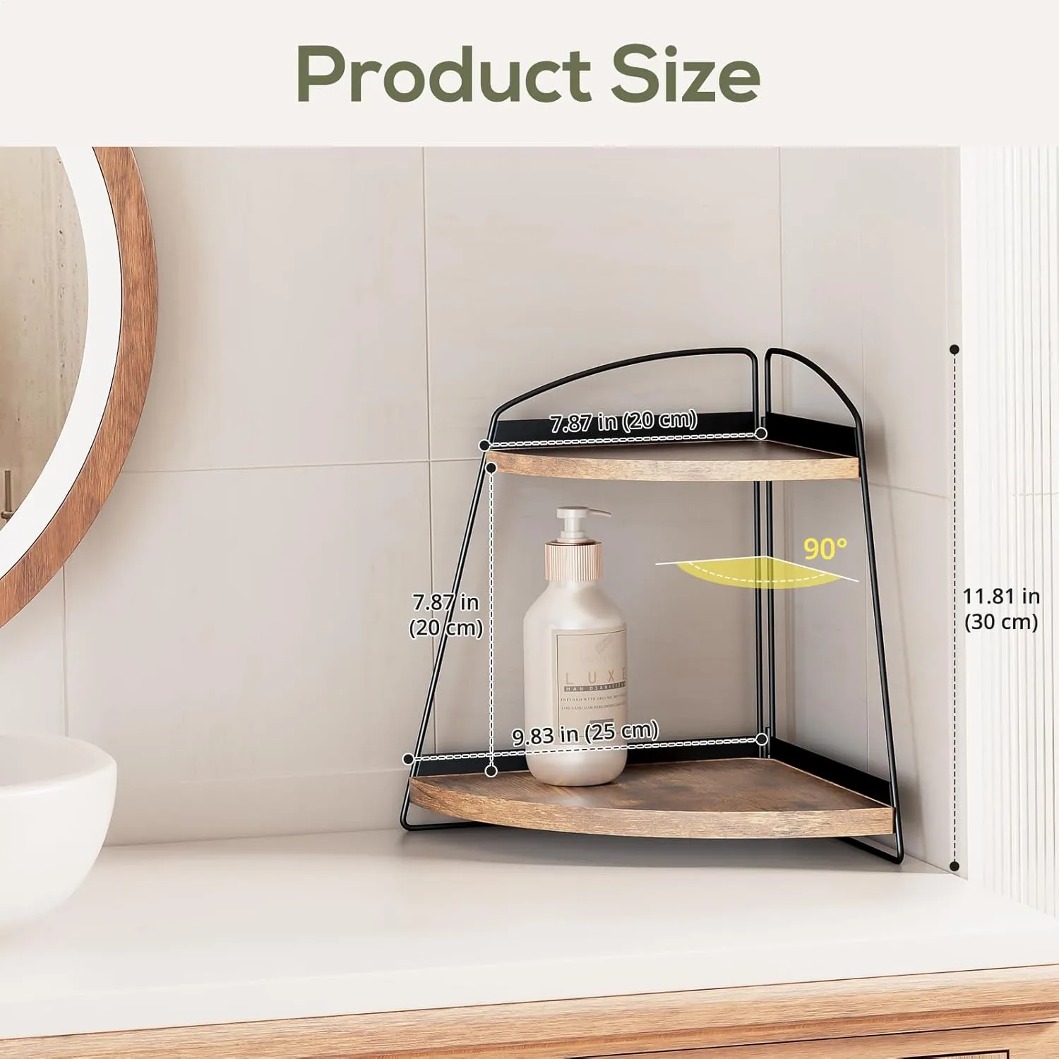 2 Tier Wood Triangle Bathroom Counter Organizer