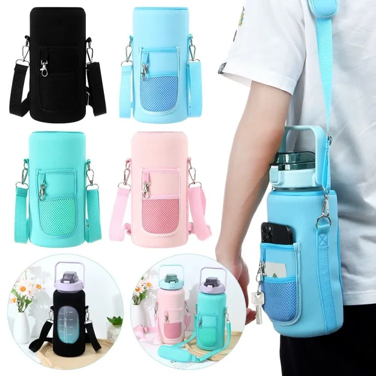 2L Diving Material Water Bottle Cover Case with Strap(Blue Metal Buckle)