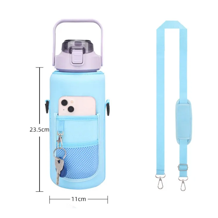 2L Diving Material Water Bottle Cover Case with Strap(Blue Metal Buckle)