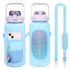 2L Diving Material Water Bottle Cover Case with Strap(Blue Metal Buckle)