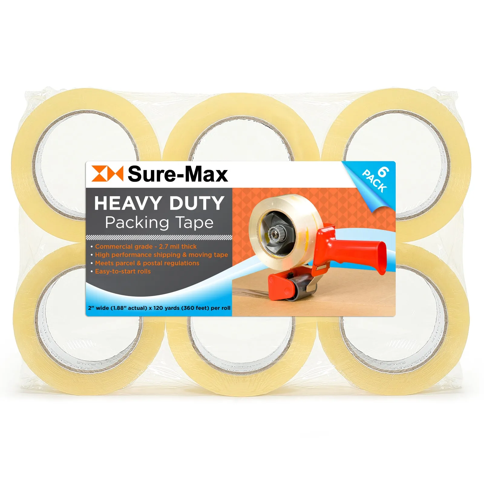 2" Heavy-Duty Shipping & Packing Tape (120 yard/360' ea.) 2.7mil Clear