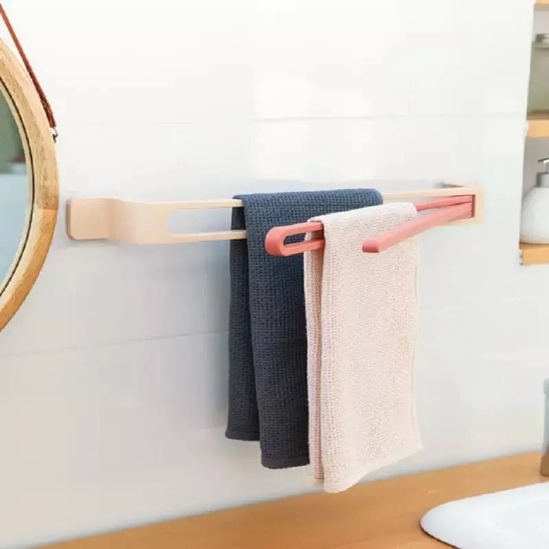 3 Arms Swivel Towel Bar, Punch-Free Plastic Swing Towel Rack, Multifunctional Wall Mounted Towel Holder, Bathroom Shower Organizer Tool