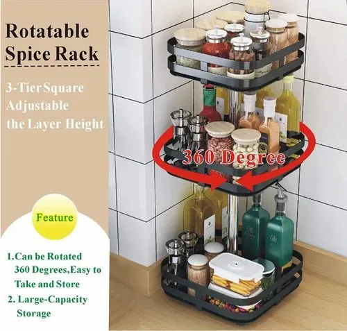 3 LAYER 360Â° ROTATABLE METAL STORAGE ORGANIZER(SUQARE)