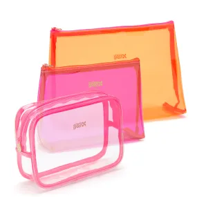 3 Piece Clear Makeup Bag Set