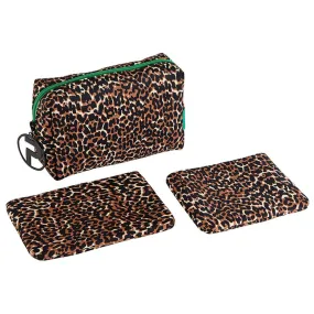 3-Piece Cosmetics Bag in Leopard | Toiletries Storage Travel Organizer Make-Up Case