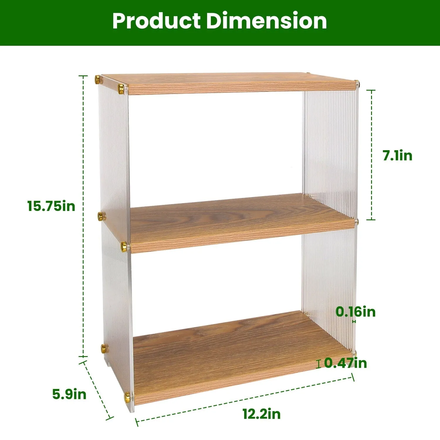 3-Tier: Acrylic Countertop Organizer Bathroom Wood Counter Storage