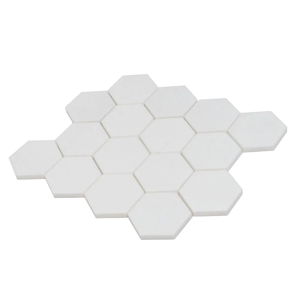 3" Thassos Marble Hexagon Tile Honed