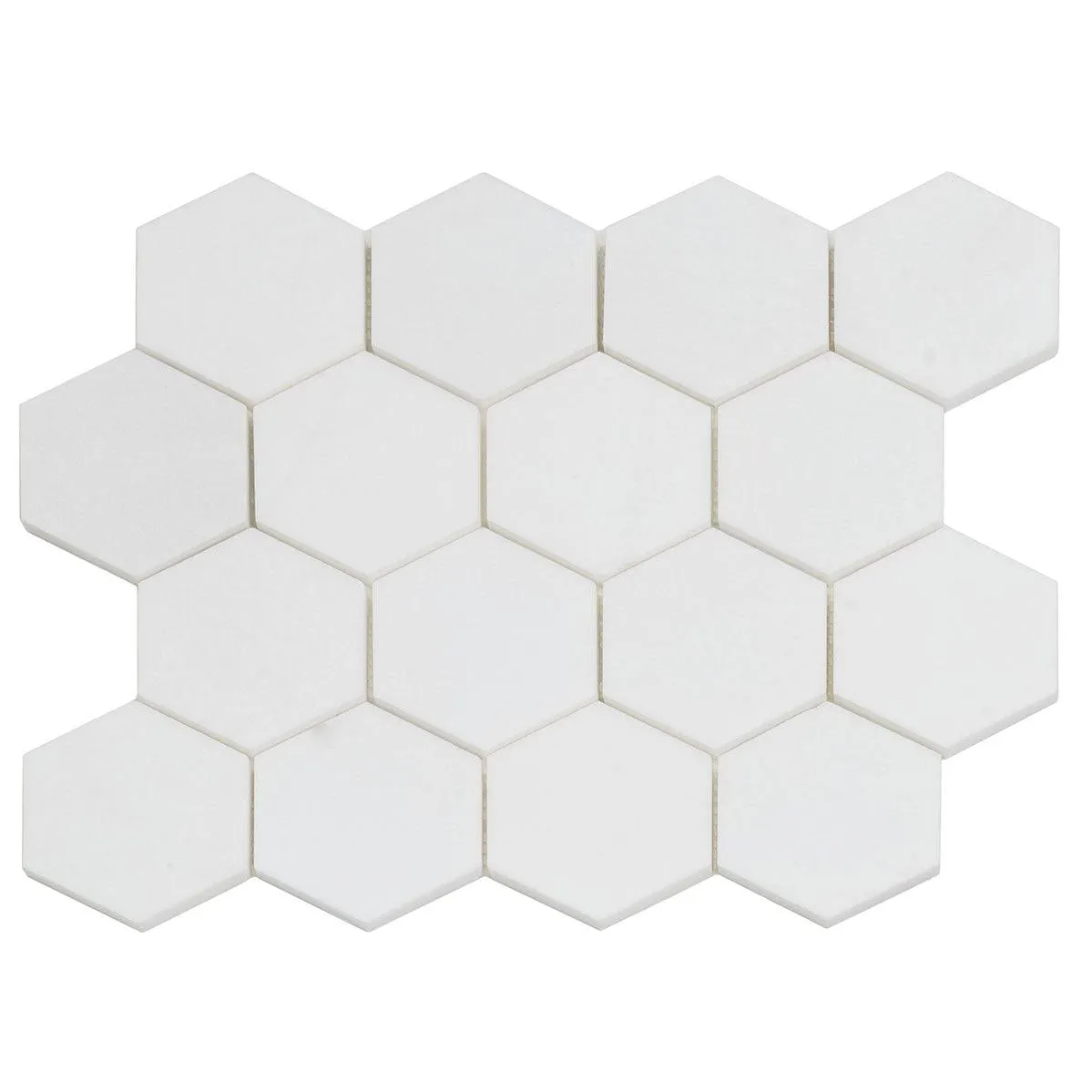 3" Thassos Marble Hexagon Tile Honed