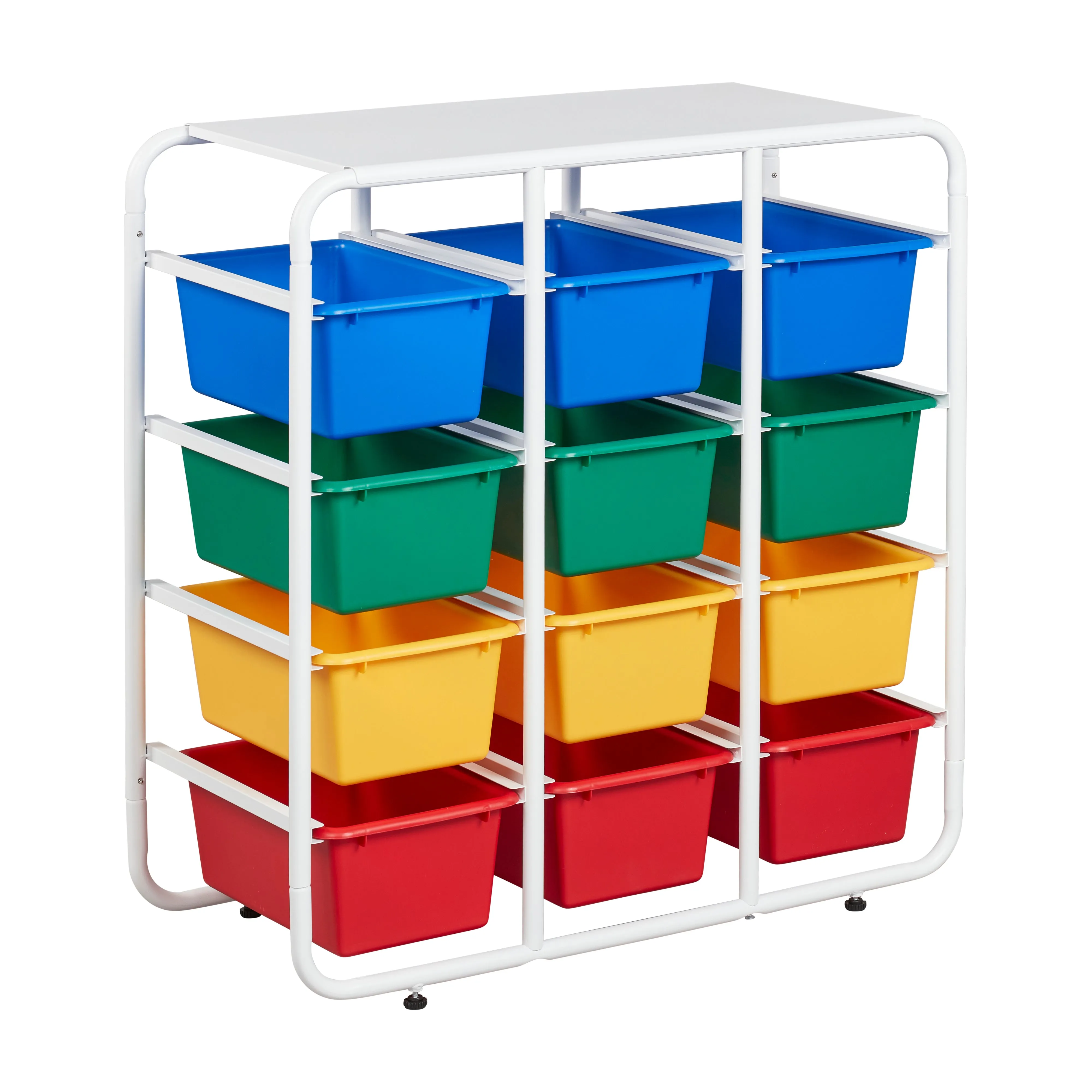 4-Tier Storage Rack with 12 Cubby Bins 4x3, Multipurpose Organization