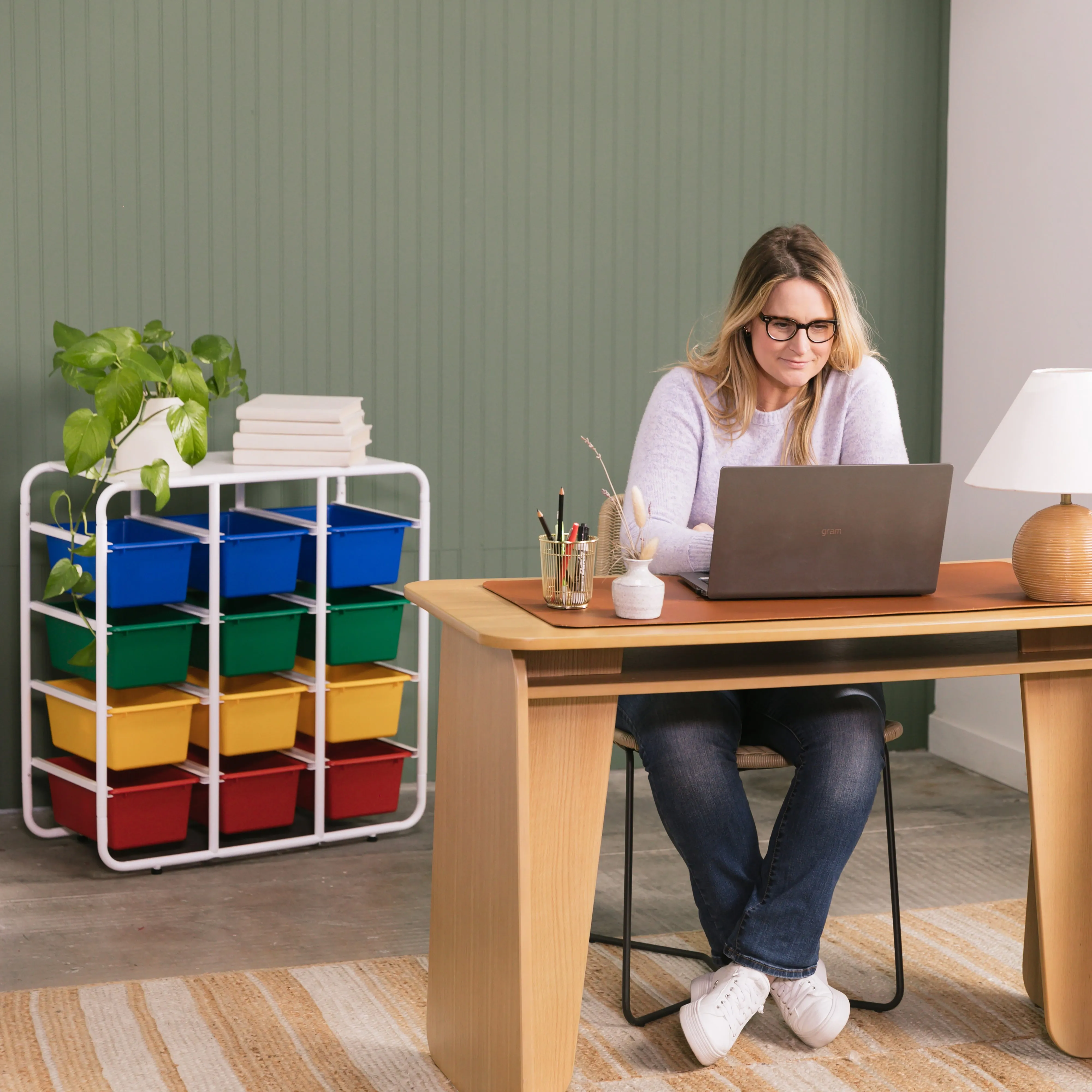 4-Tier Storage Rack with 12 Cubby Bins 4x3, Multipurpose Organization