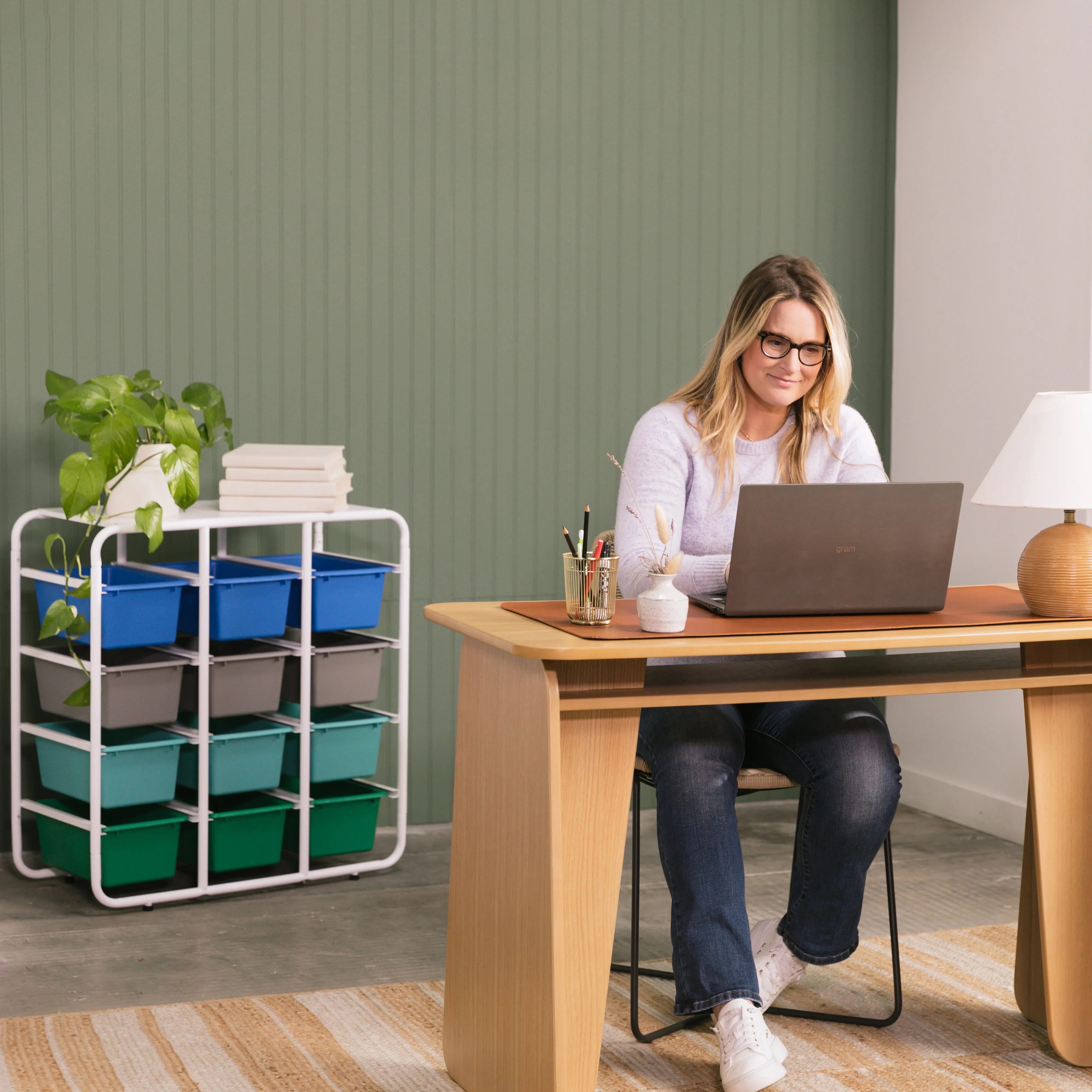 4-Tier Storage Rack with 12 Cubby Bins 4x3, Multipurpose Organization