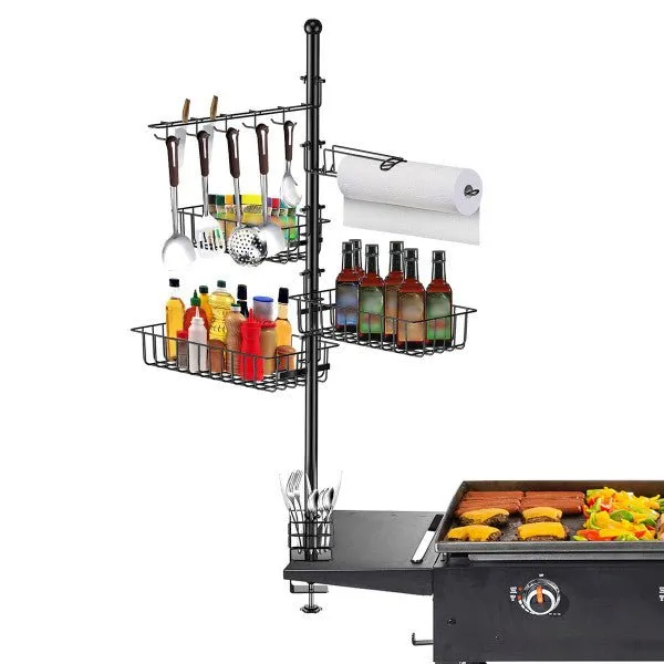 5-in-1 Outdoor BBQ Accessories Caddy Storage Rack - Camper Must Have Grill Utensil Holder, Kitchen Storage Tool