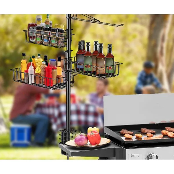 5-in-1 Outdoor BBQ Accessories Caddy Storage Rack - Camper Must Have Grill Utensil Holder, Kitchen Storage Tool