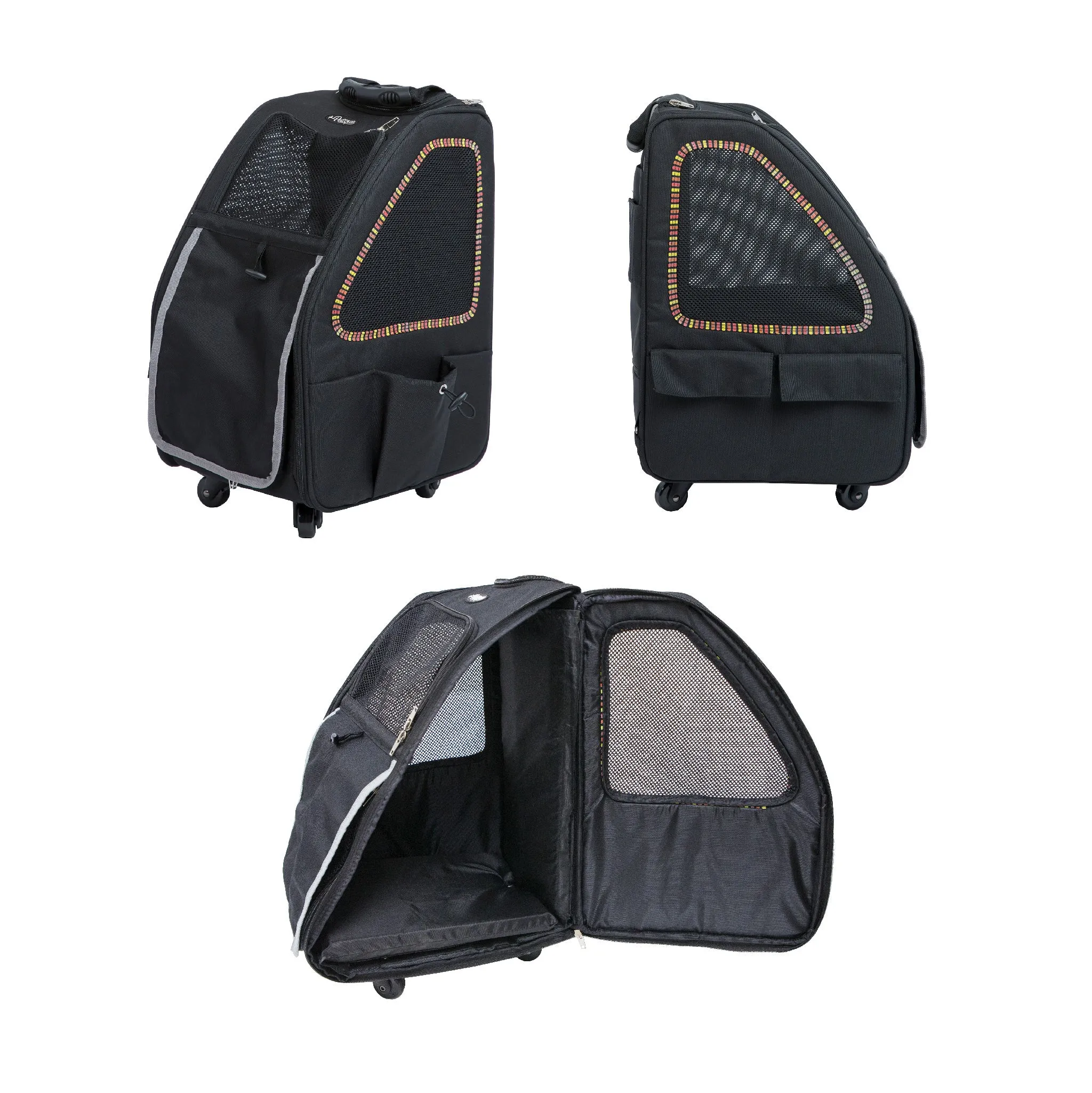 5-in-1 PET CARRIER, Features: Rolling, Top Handle, Backpack, Luggage Attachment, Car Seat ALL IN ONE for Small to Medium Dog, Cat, Bunny, Supports pets up to 25LBS