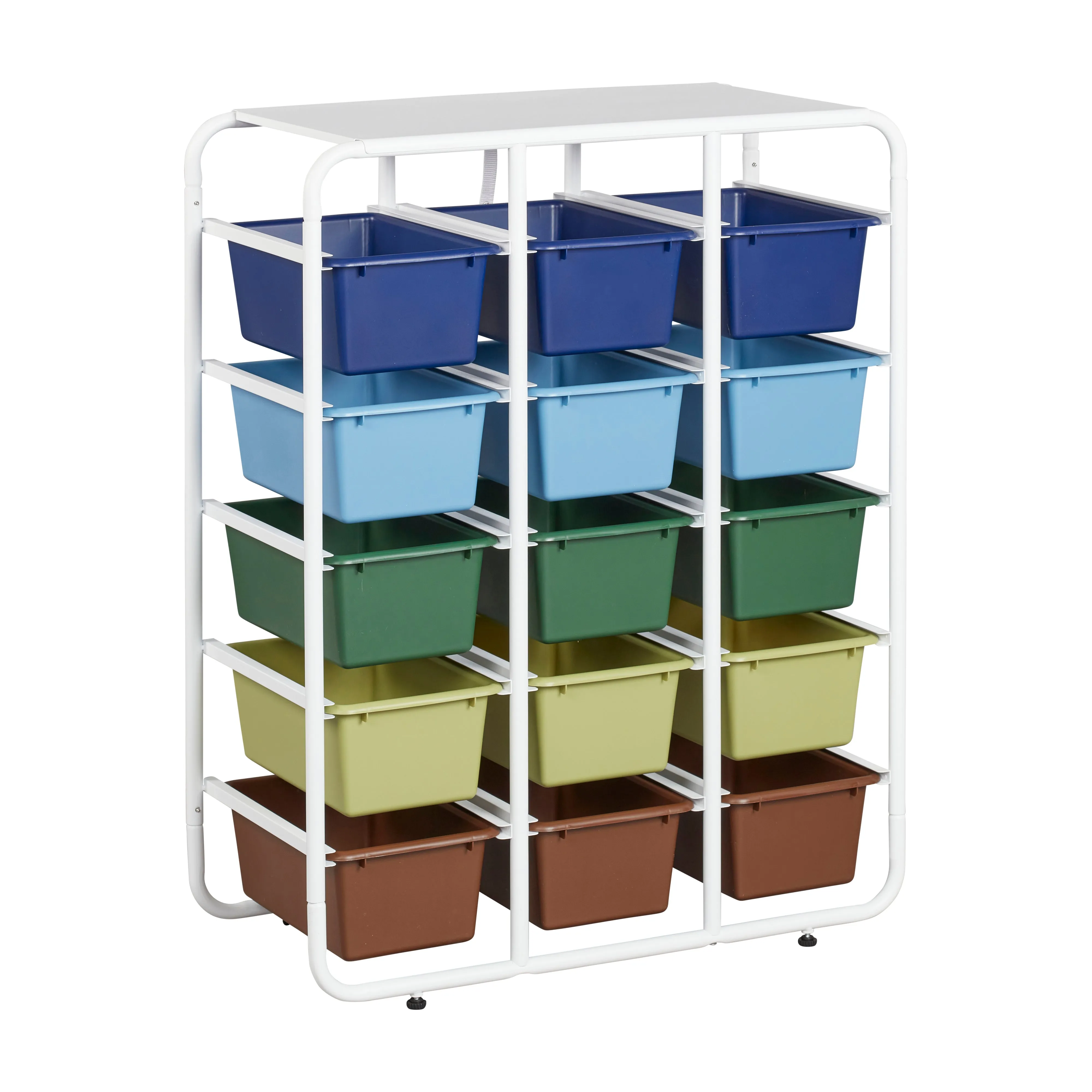 5-Tier Storage Rack with 15 Cubby Bins 5x3, Multipurpose Organization