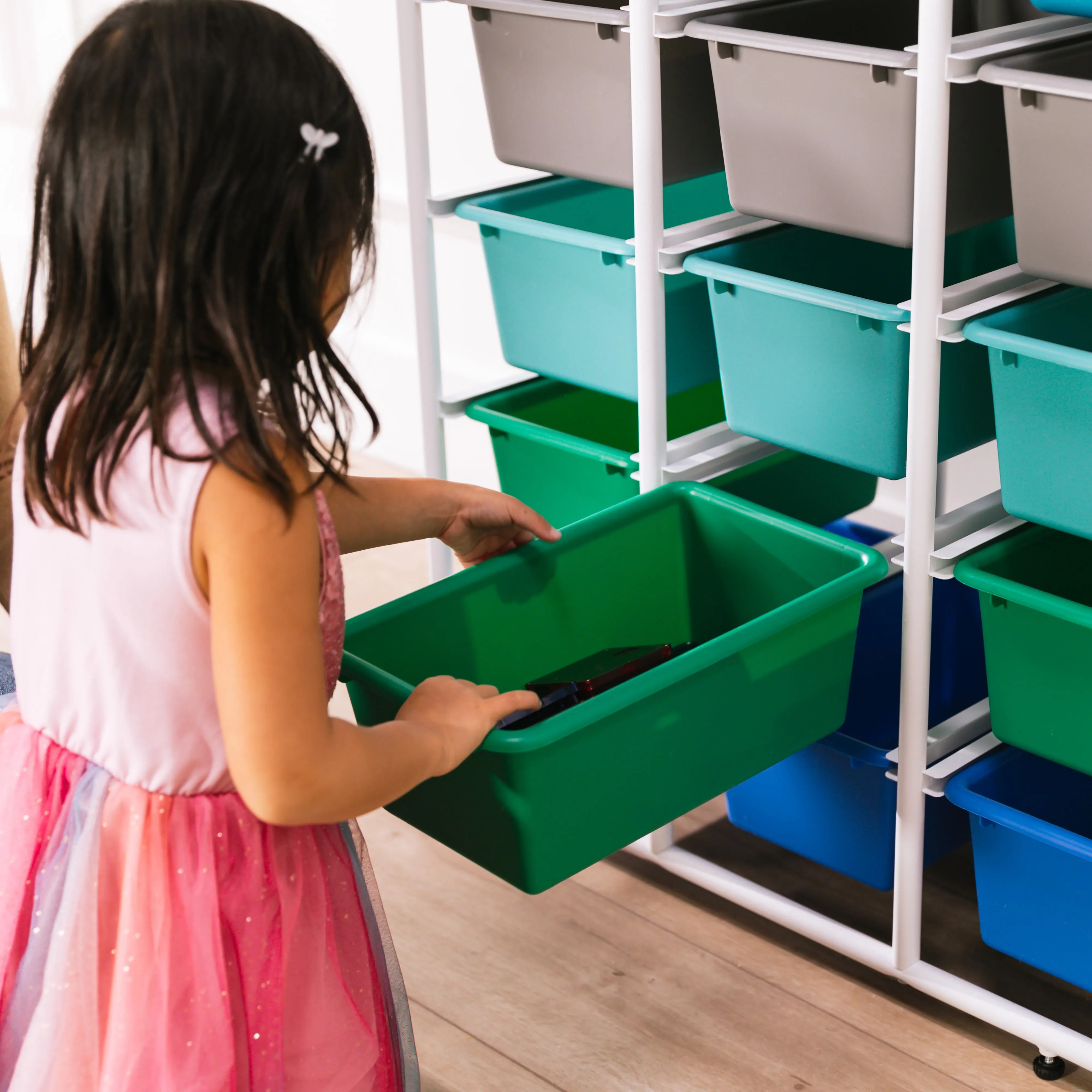 5-Tier Storage Rack with 15 Cubby Bins 5x3, Multipurpose Organization