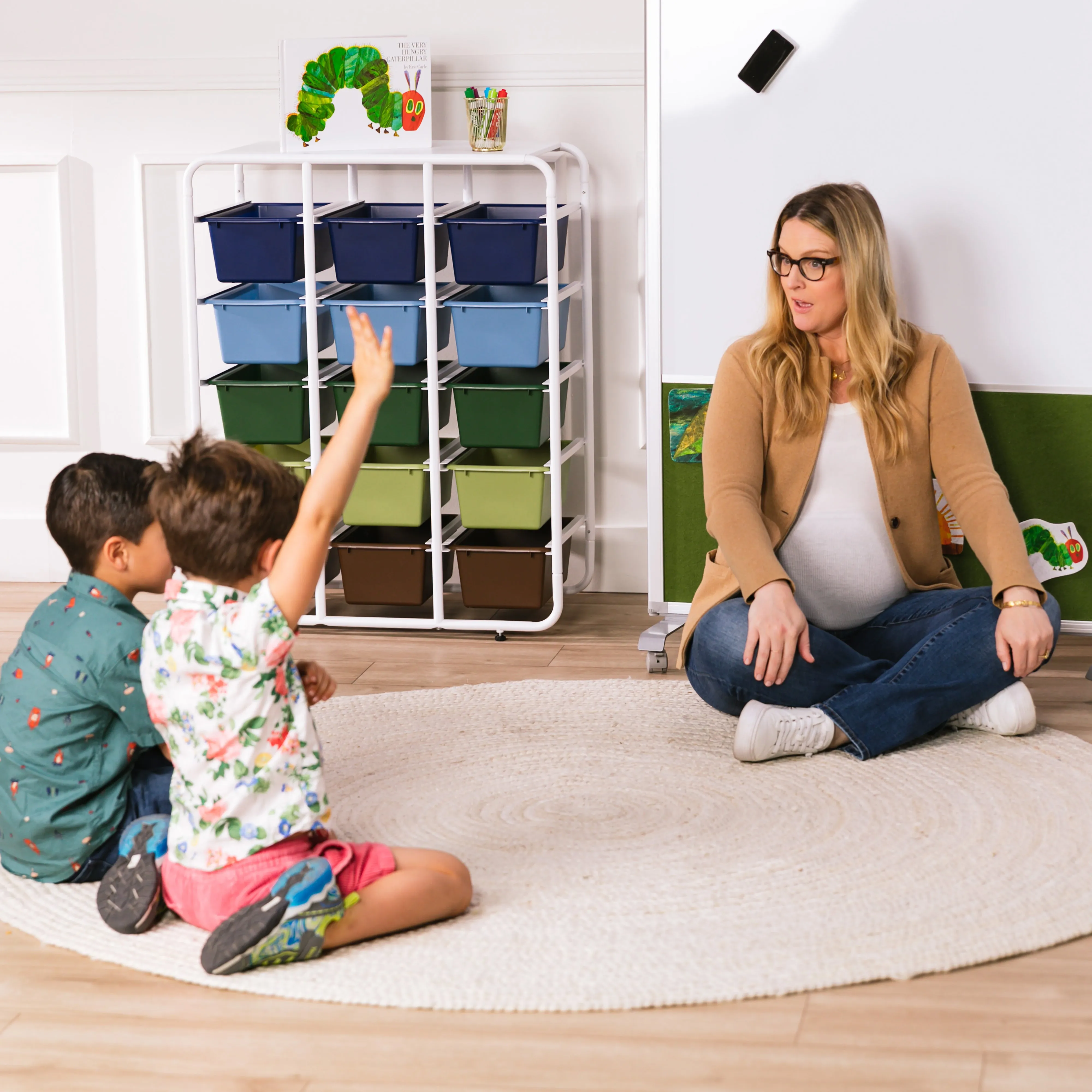 5-Tier Storage Rack with 15 Cubby Bins 5x3, Multipurpose Organization