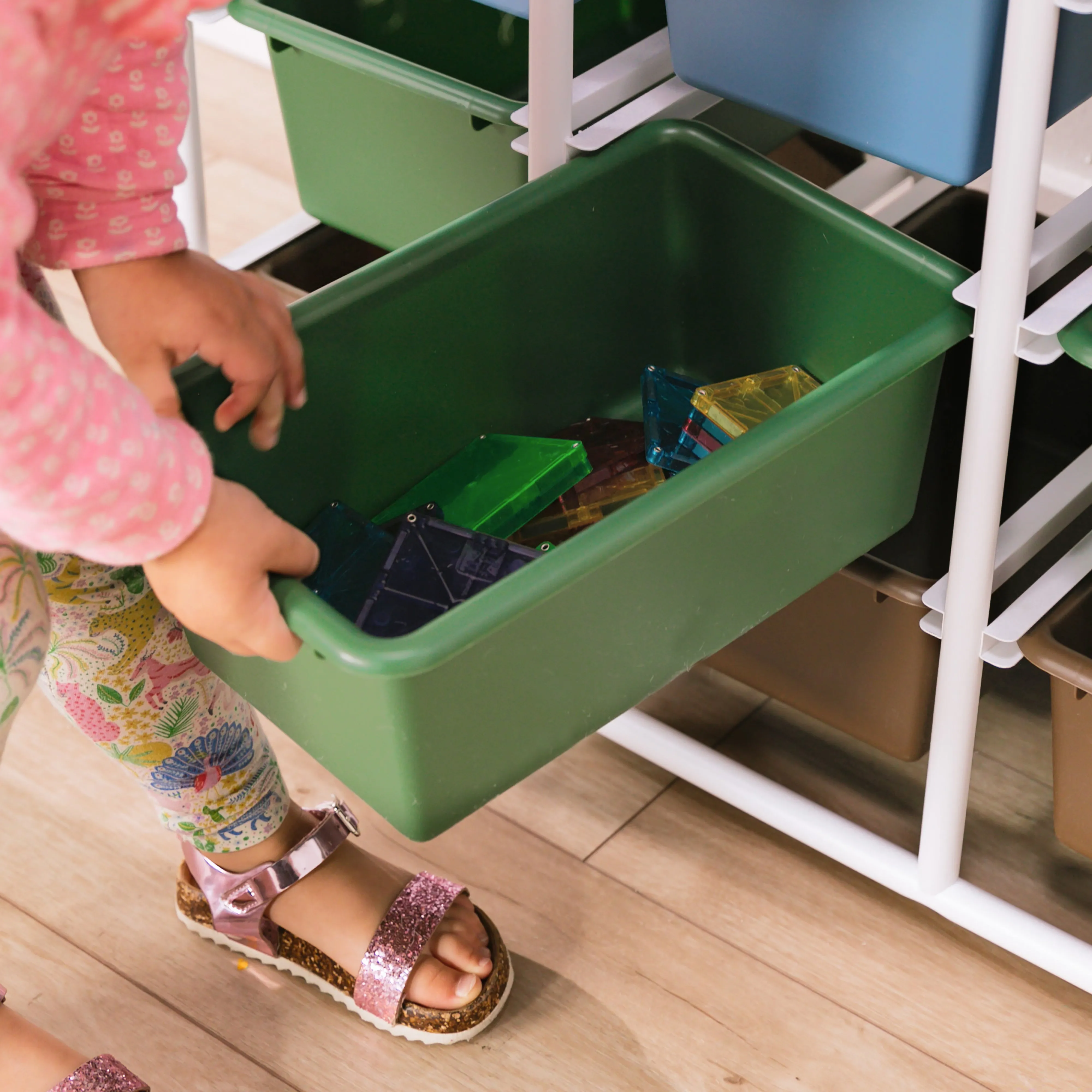 5-Tier Storage Rack with 15 Cubby Bins 5x3, Multipurpose Organization