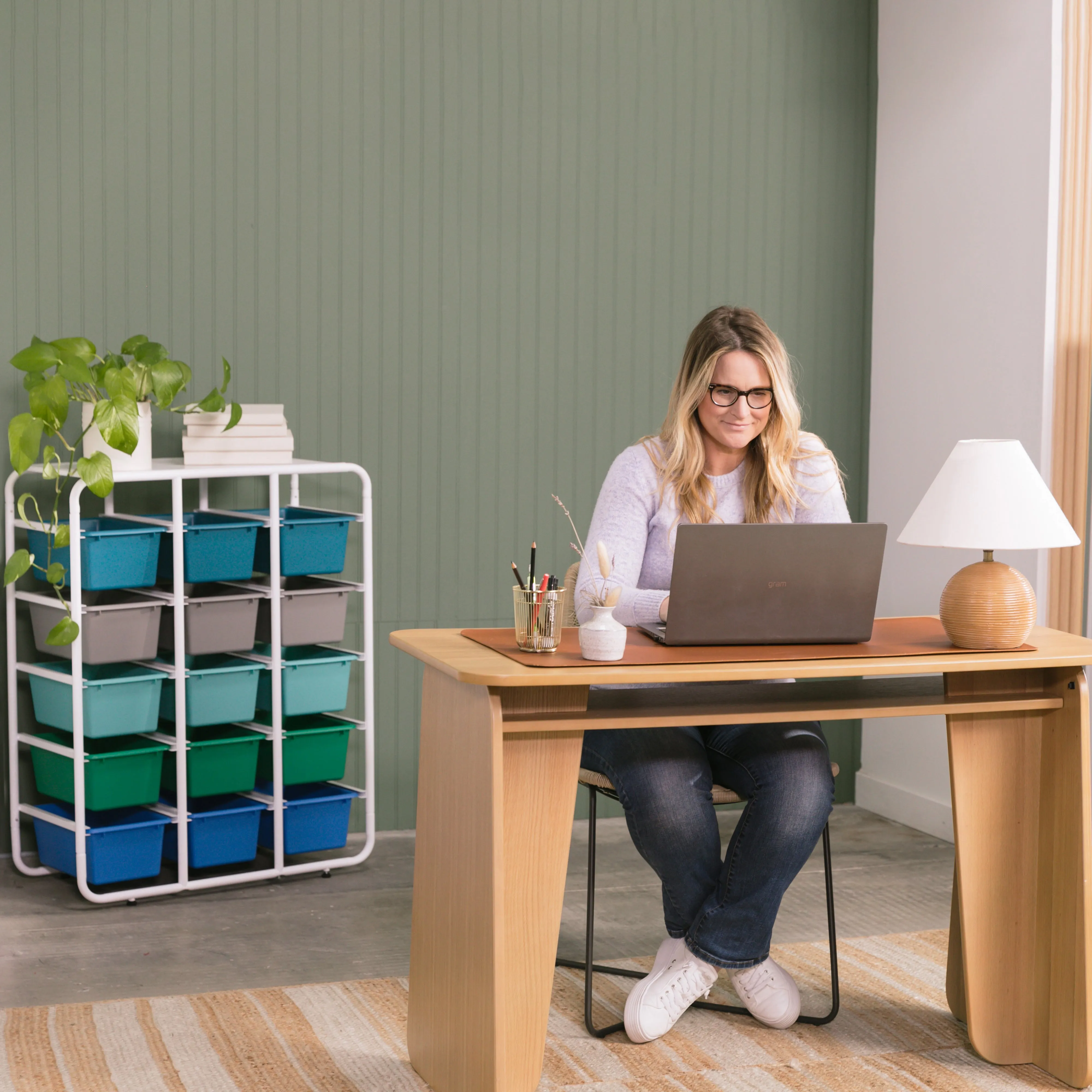 5-Tier Storage Rack with 15 Cubby Bins 5x3, Multipurpose Organization