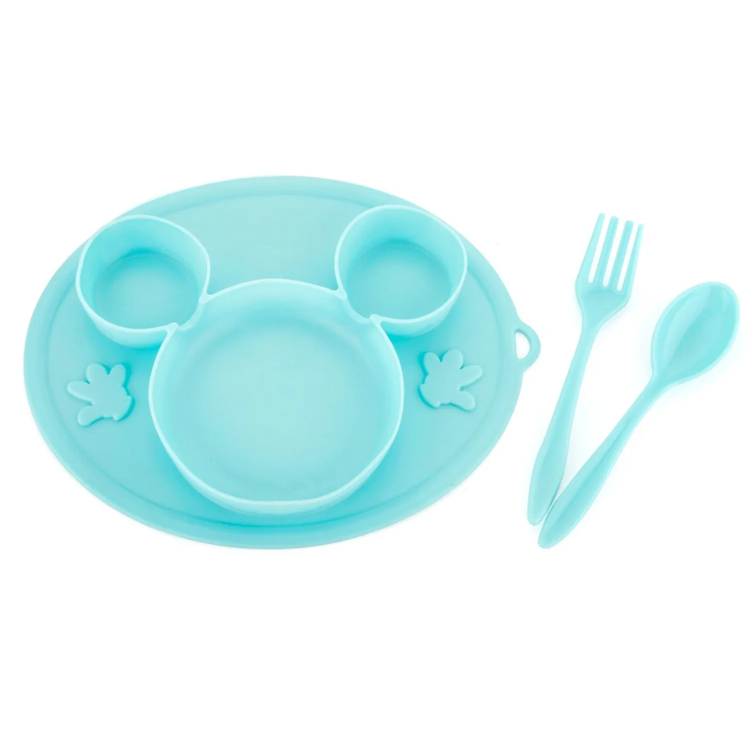 5209 Silicon Micky Plate And 1 Spoon & 1 Fork Card Packing ( 1 Pc Product)