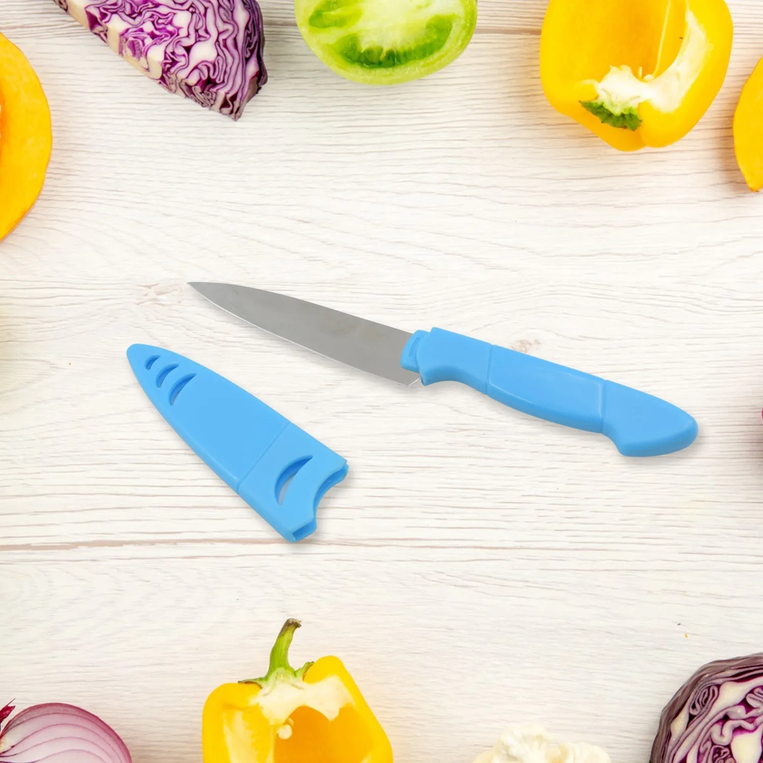 5837 Stainless Steel Fruit Knife, New Sharp and Durable Fruit Knife Small, Comfortable Non-slip Handle, with Protective Cover, Suitable for Most Types of Vegetables and Fruits(1 Pc)