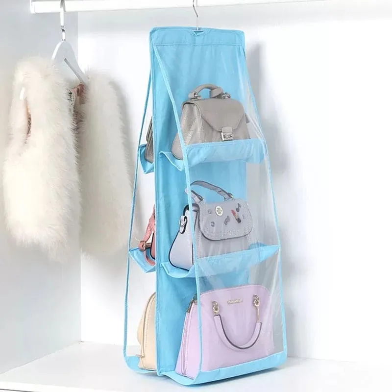 6 Pocket Purse Organizer, Dust-Proof Storage Bag Holder, Hanging Handbag Organizer, Purse Organizer