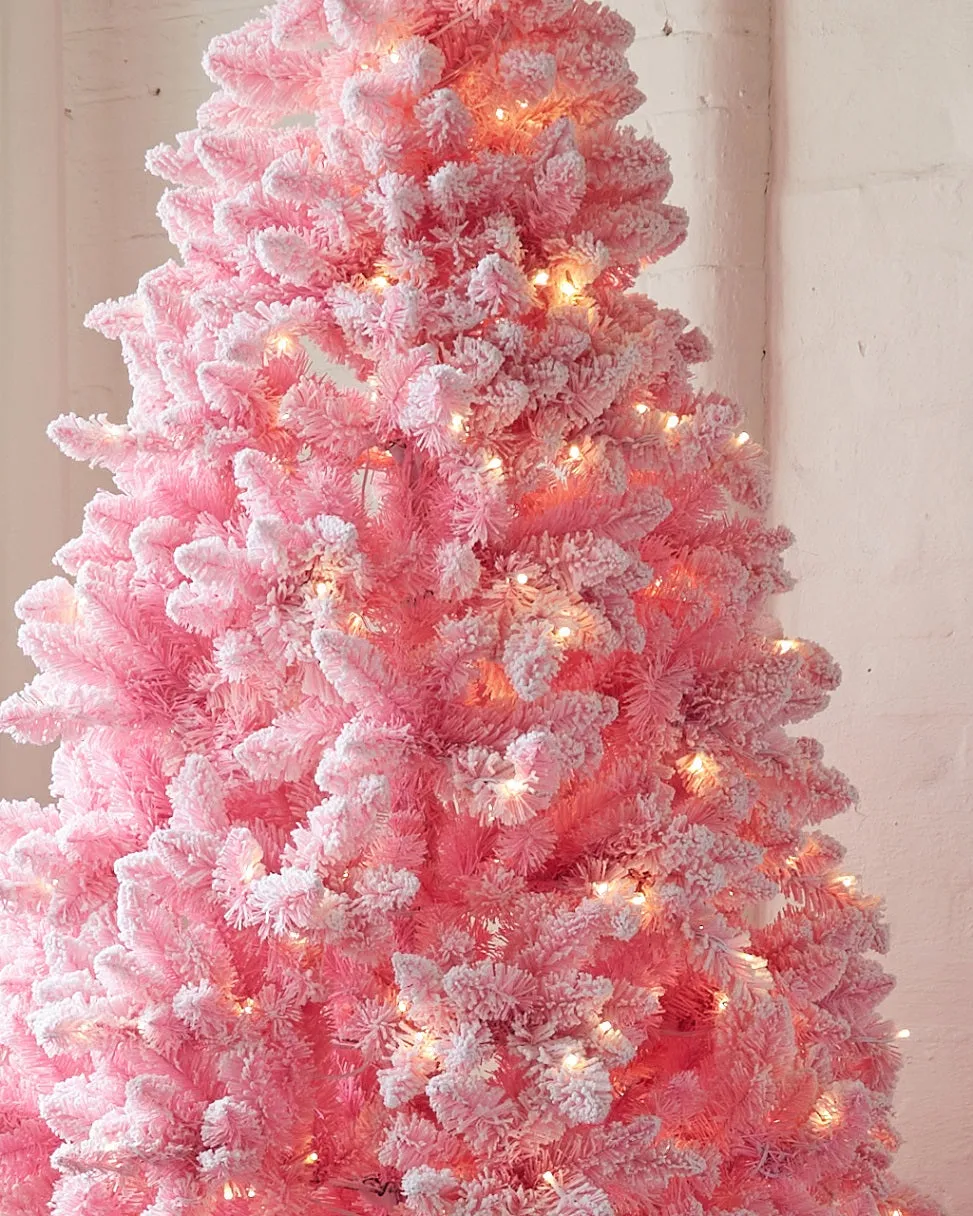 7.5ft Fiesta Pine Tree (Pre-Lit Flocked Pink Tree)