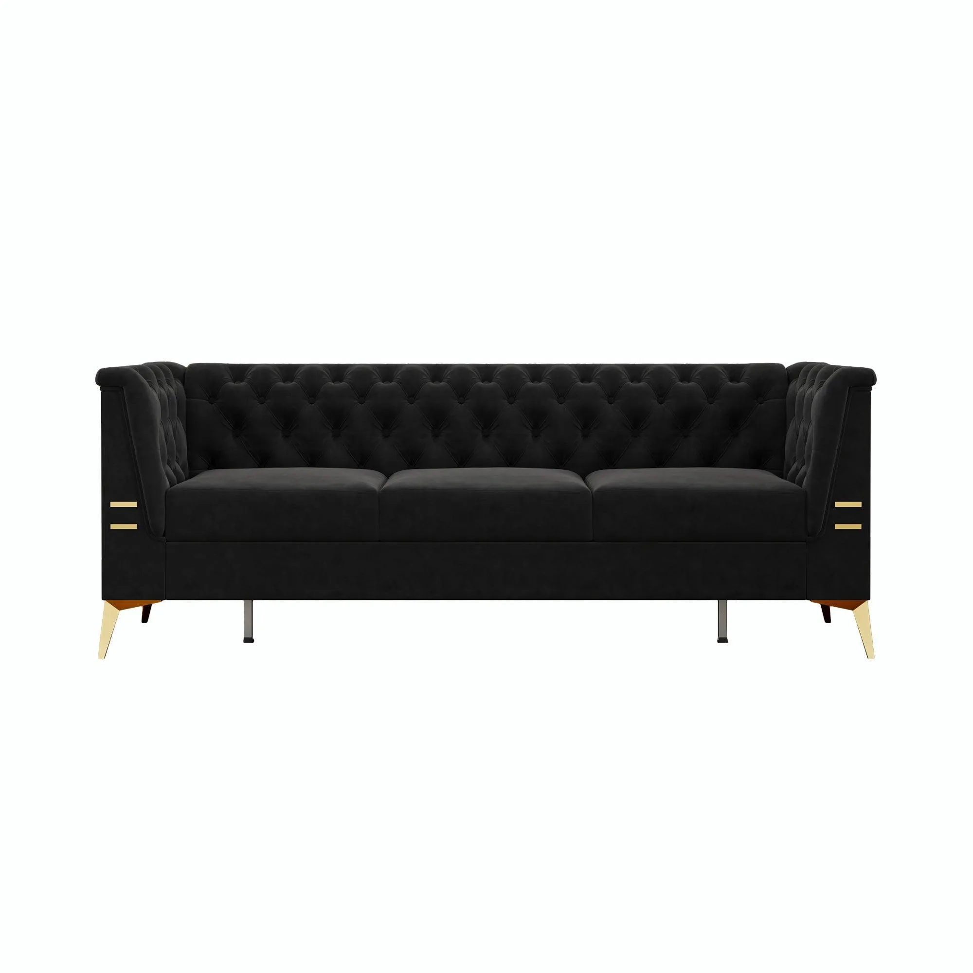 82.7" Modern Velvet Living Room Chesterfield Design Wide Sofa