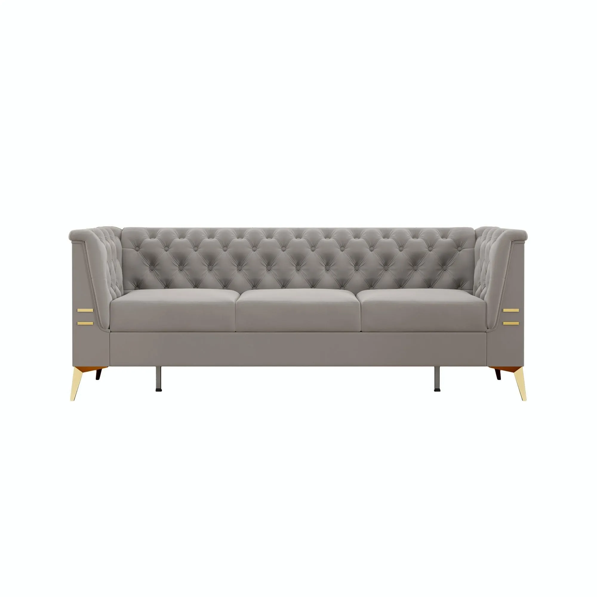 82.7" Modern Velvet Living Room Chesterfield Design Wide Sofa