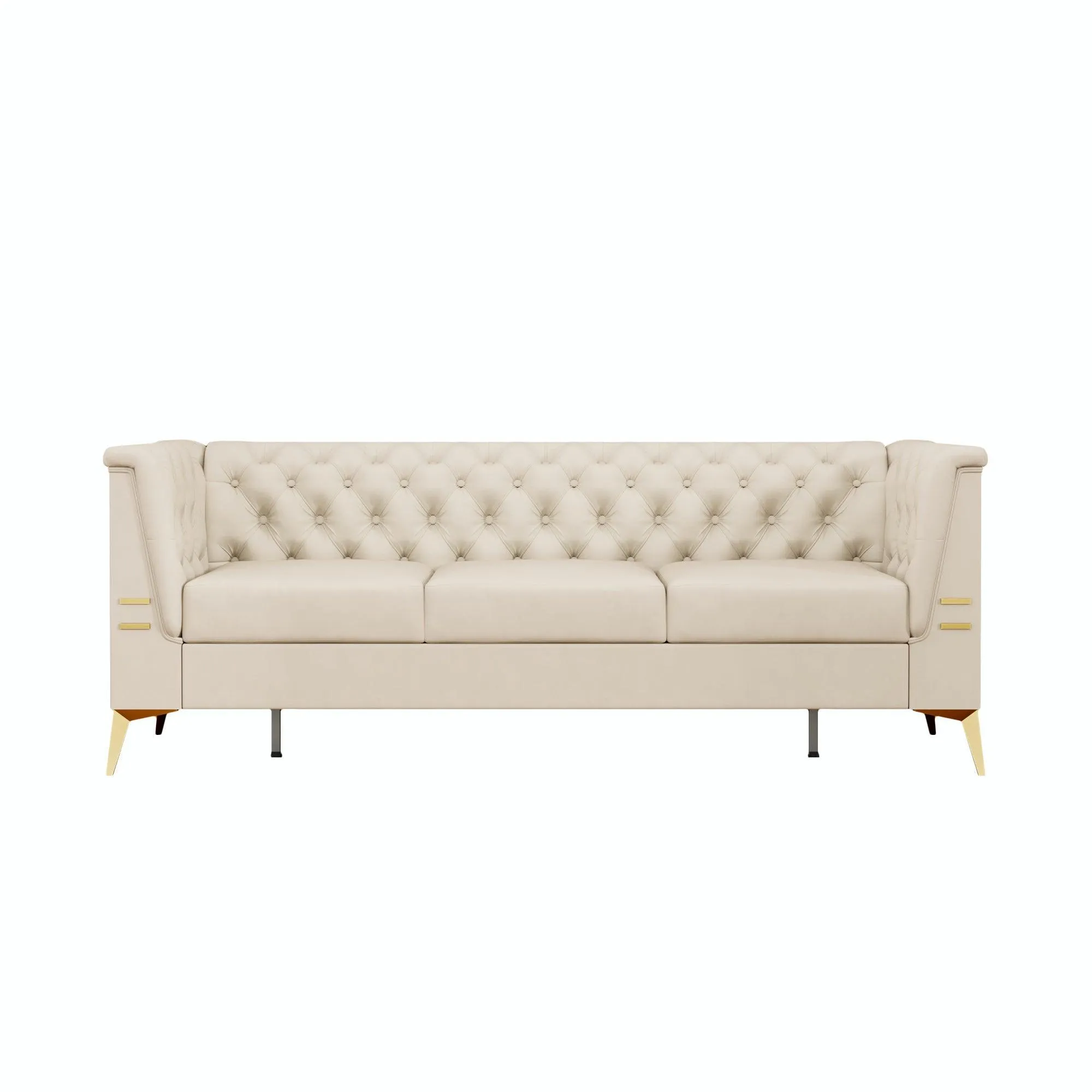 82.7" Modern Velvet Living Room Chesterfield Design Wide Sofa