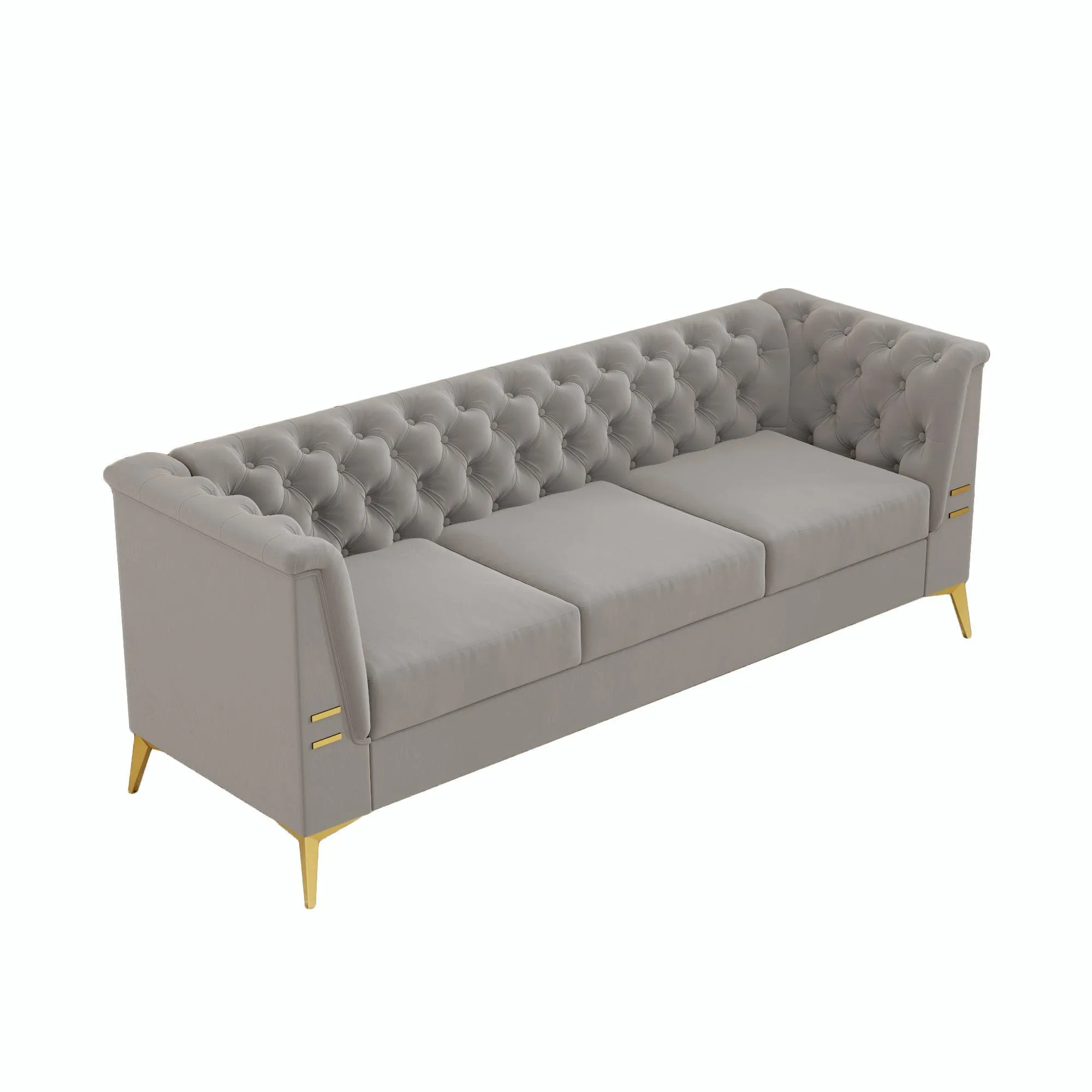 82.7" Modern Velvet Living Room Chesterfield Design Wide Sofa