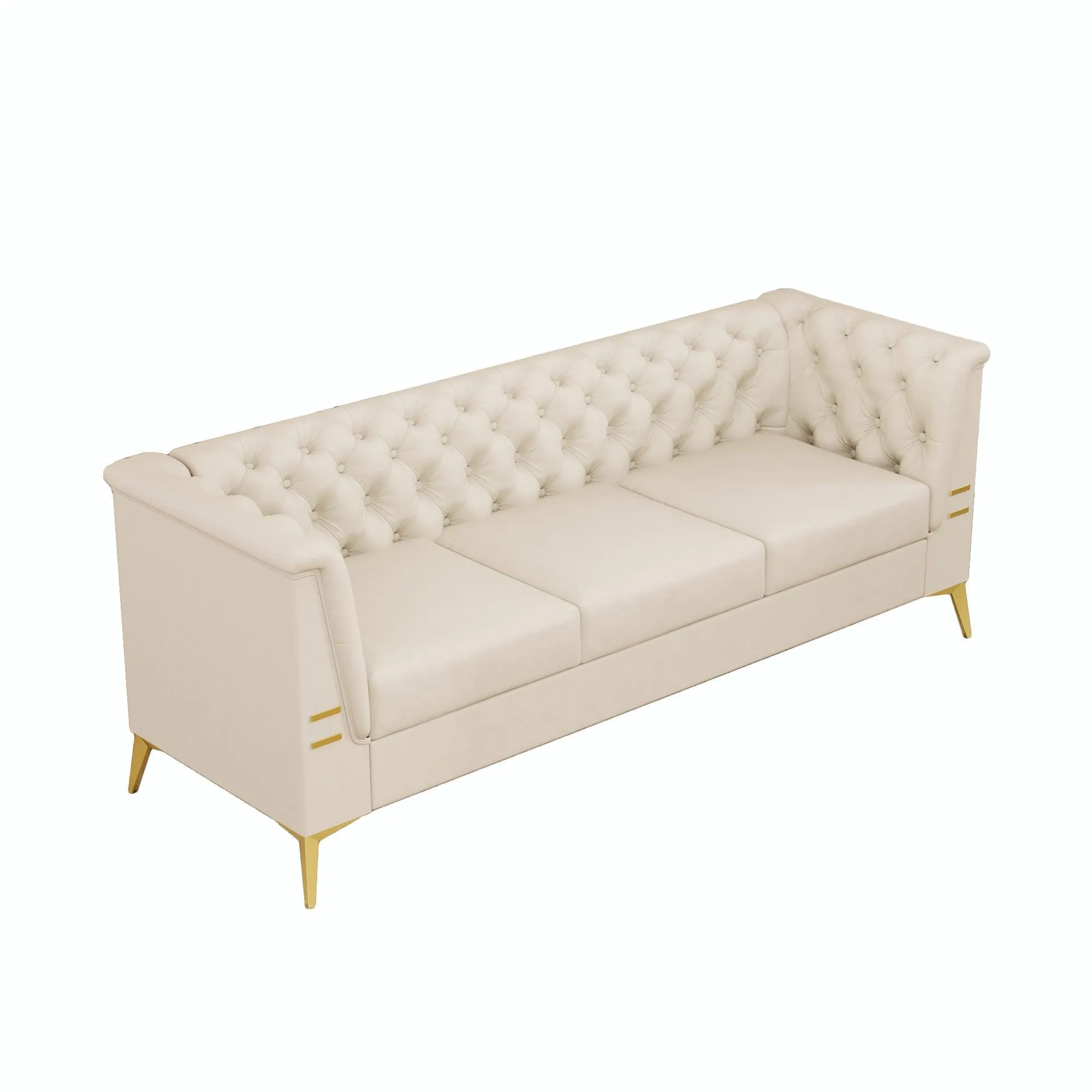 82.7" Modern Velvet Living Room Chesterfield Design Wide Sofa