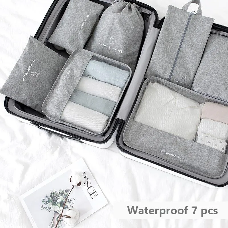 8/7/6 pieces Set Travel Organizer Storage Bags Suitcase Packing Set Storage Cases Portable Luggage Organizer Clothe Shoe Pouch