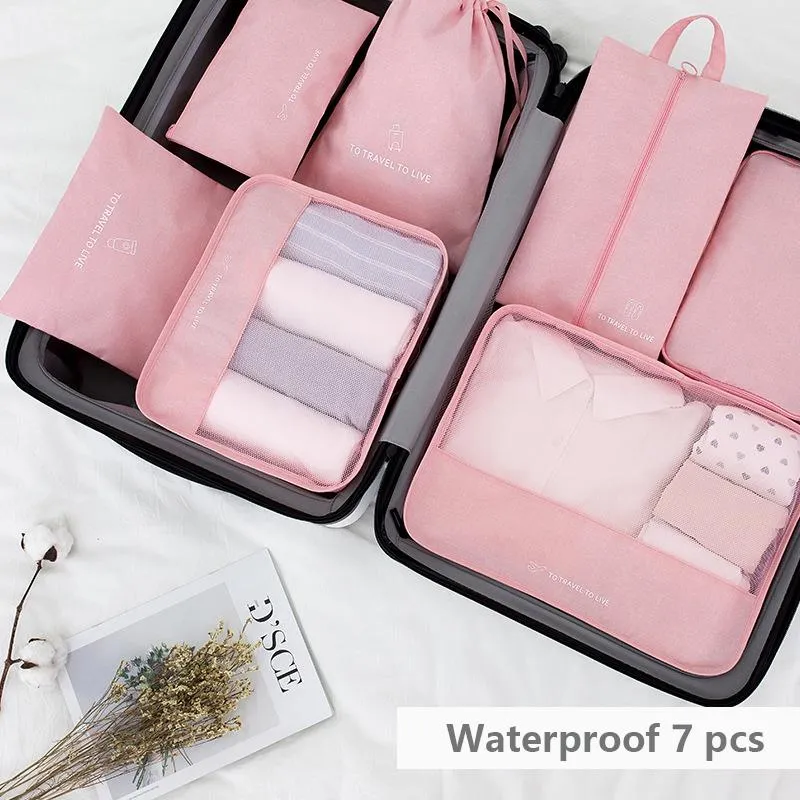 8/7/6 pieces Set Travel Organizer Storage Bags Suitcase Packing Set Storage Cases Portable Luggage Organizer Clothe Shoe Pouch