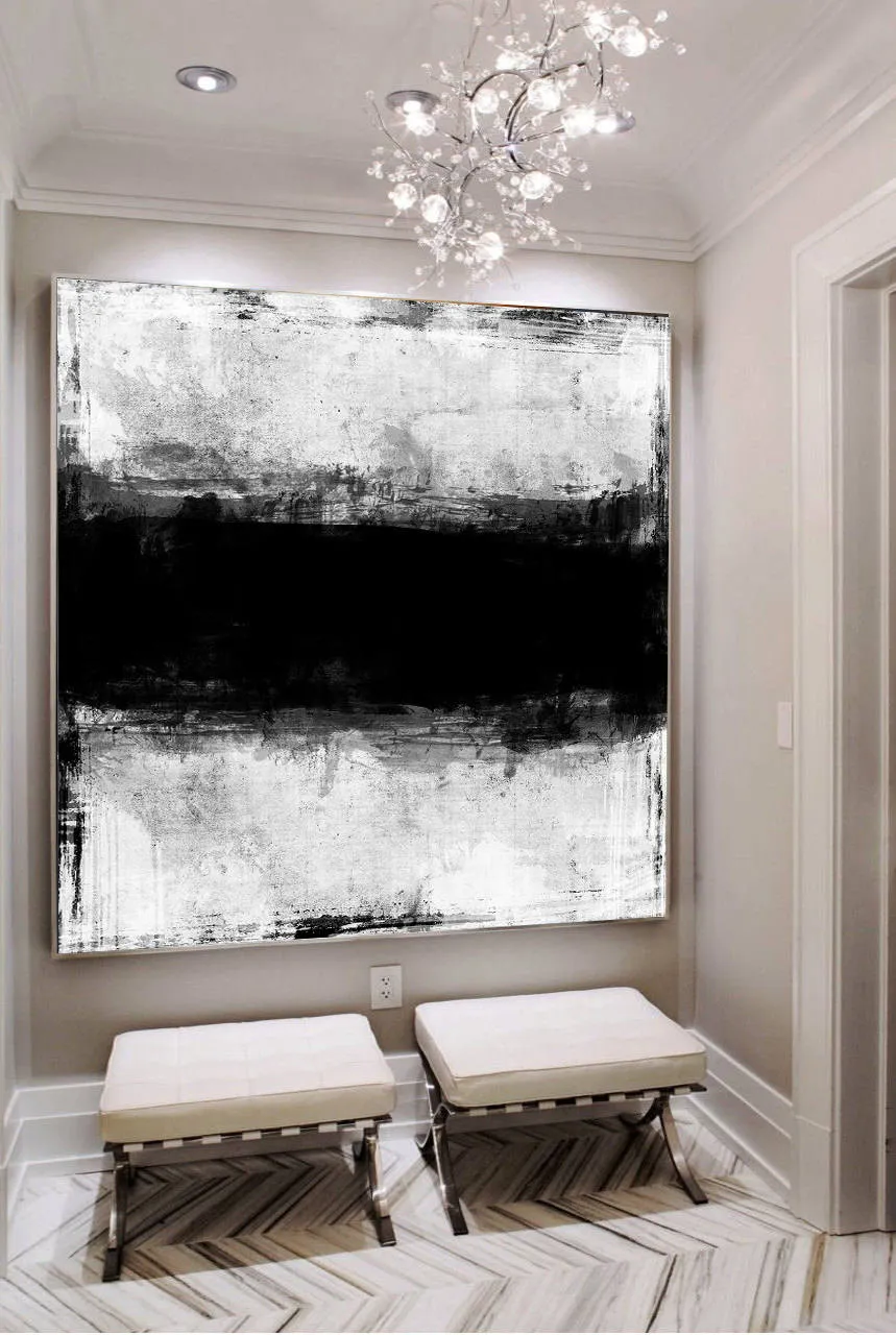 Abstract Painting Black And White Texture Artwork Ap048