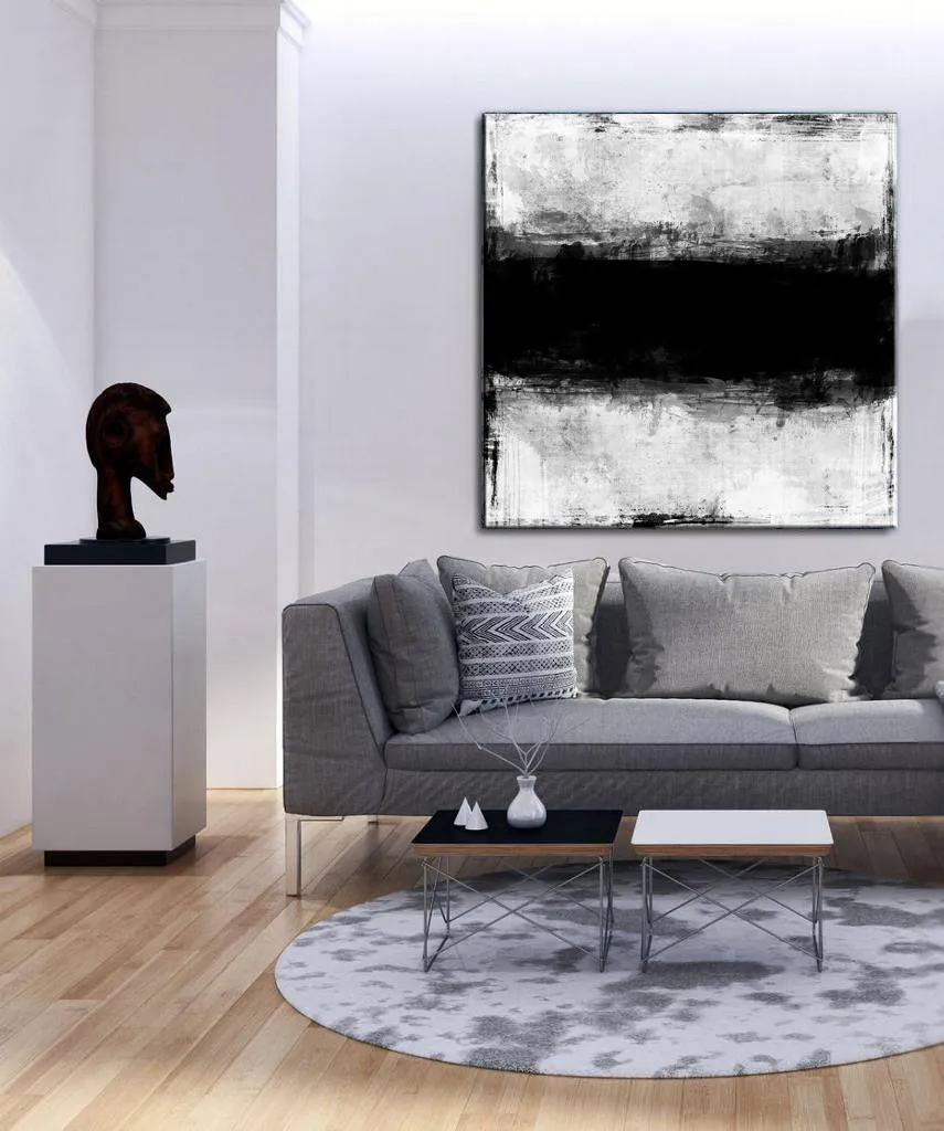 Abstract Painting Black And White Texture Artwork Ap048