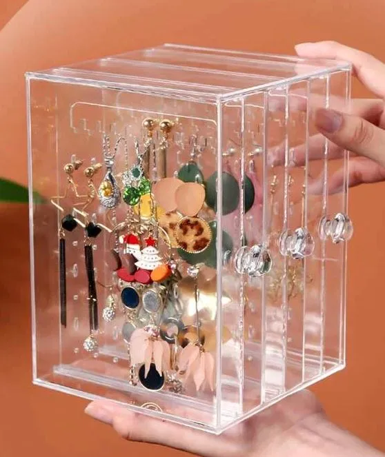 Acrylic Transparent Earrings Jewellry Display Stand Storage Box