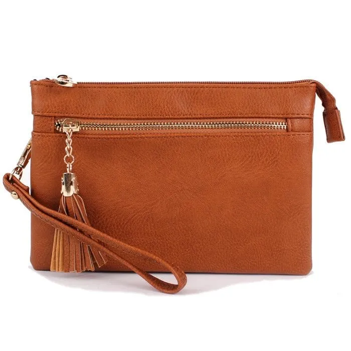 AD2583 Small Tasseled Zipper Fashion Crossbody/Wristlet