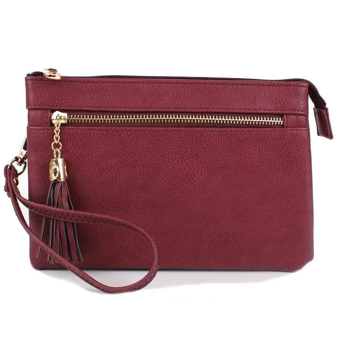 AD2583 Small Tasseled Zipper Fashion Crossbody/Wristlet