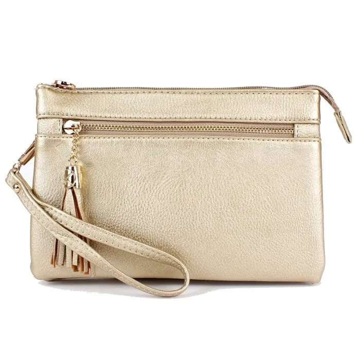 AD2583 Small Tasseled Zipper Fashion Crossbody/Wristlet