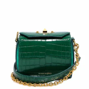 Alexander McQueen Crocodile Effect Foldover Top Shoulder Bag