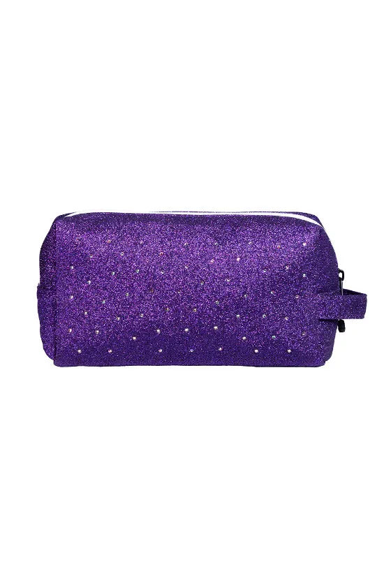 Amethyst with Crystal Scatter Rebel Makeup Bag with White Zipper