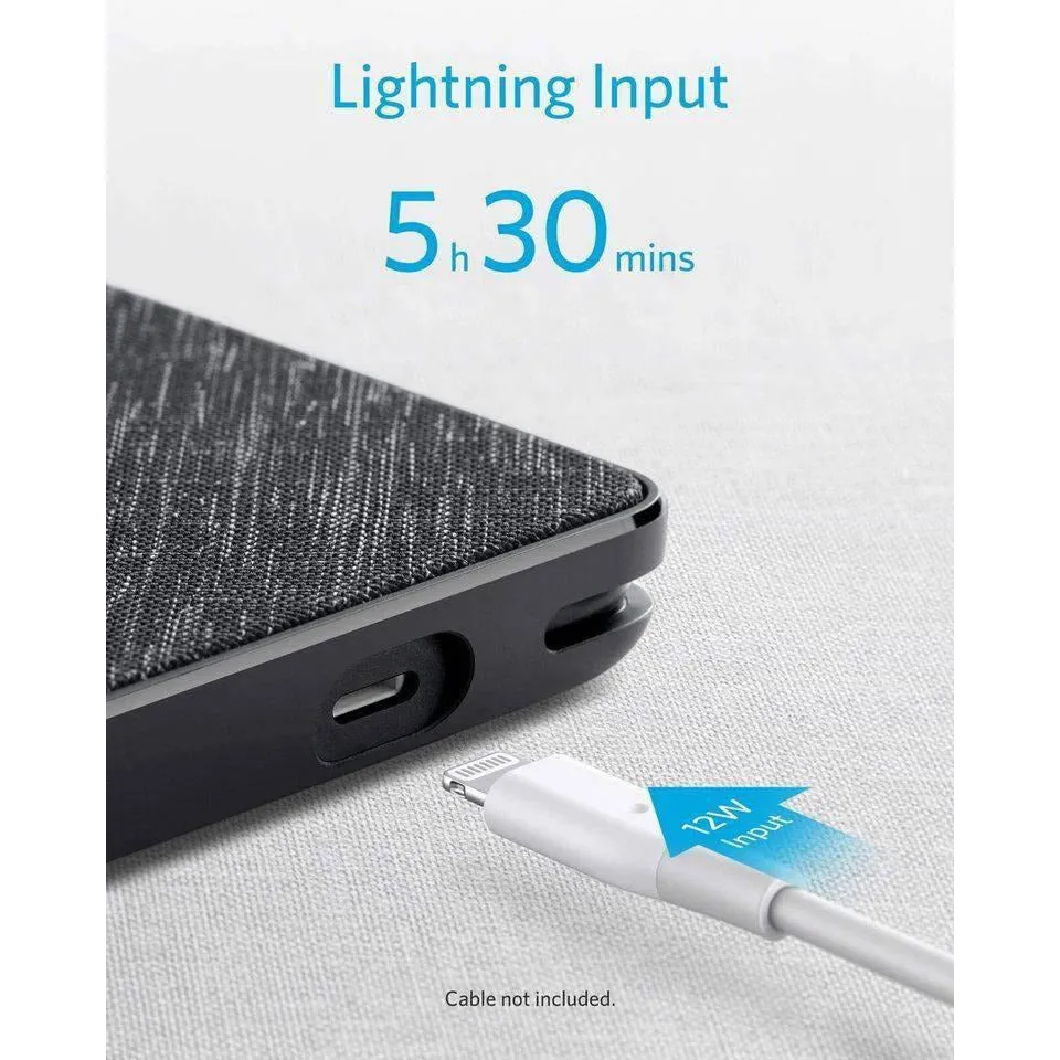 ANKER PowerCore  10000 with built-in Lightning Cable -Black Fabric